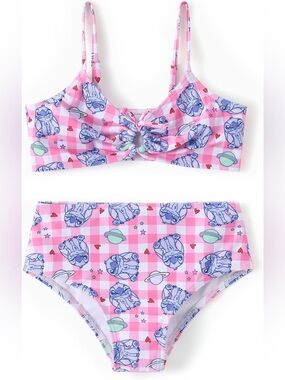 NWT 3T Disney PatPat Pink Girl's Stitch Two-Piece Swim Set